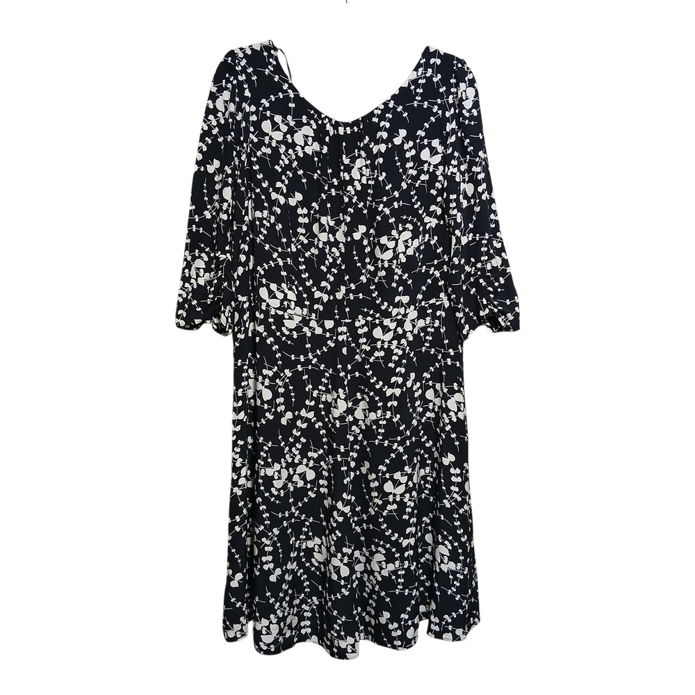 Boden Black White Floral Print Midi Dress 18 UK 14 US